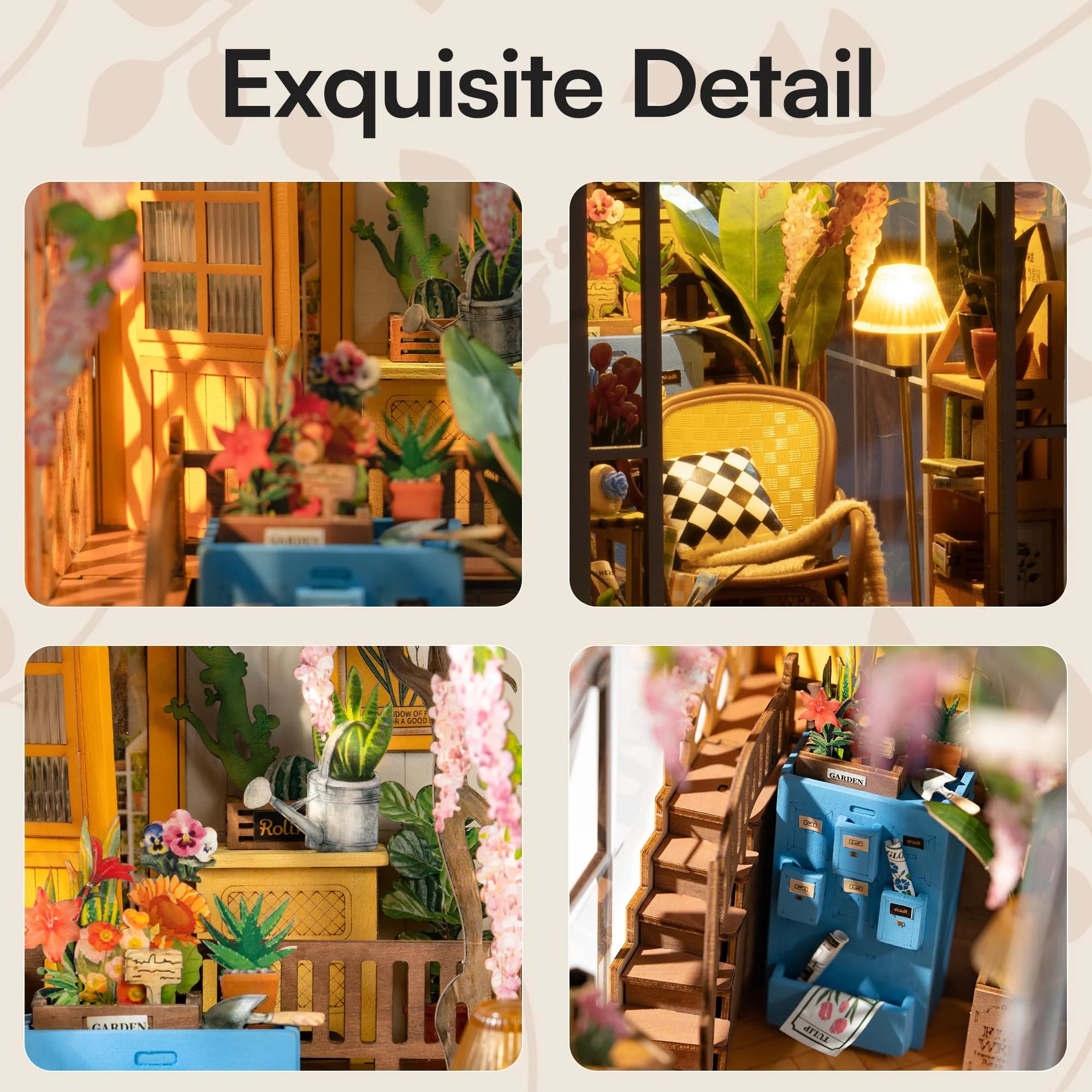 Book Nook Kit DIY Miniature House with LED Light Wooden Bookend Craft Diorama Kit L3204