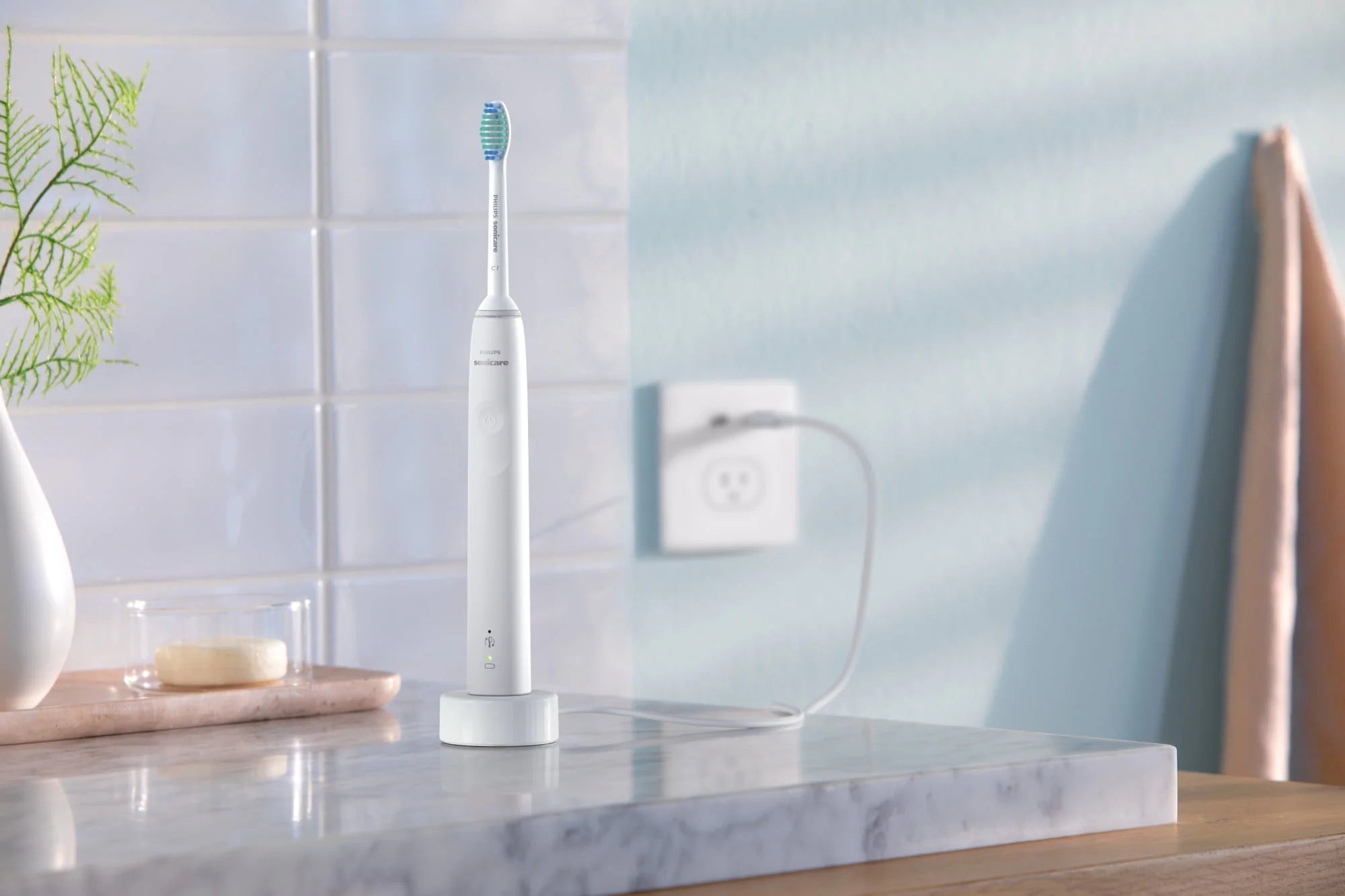 White Rechargeable Electric Toothbrush with Pressure Sensor A461