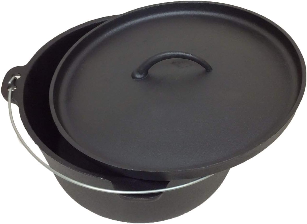 Pre-seasoned 16 Quart Cast Iron Dutch Oven with 3 legs and Lip Lid N313035