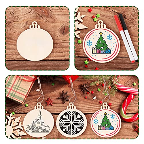 100PCS Unfinished Predrilled Wood Circles Christmas Ornaments X7222