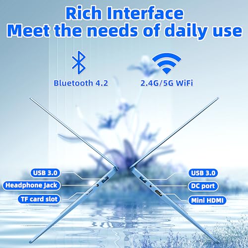 Blue Laptop Computer, Celeron N5105, 16GB RAM, 512G SSD, FHD IPS, Win 11 Pro, Convertible 180° U915156