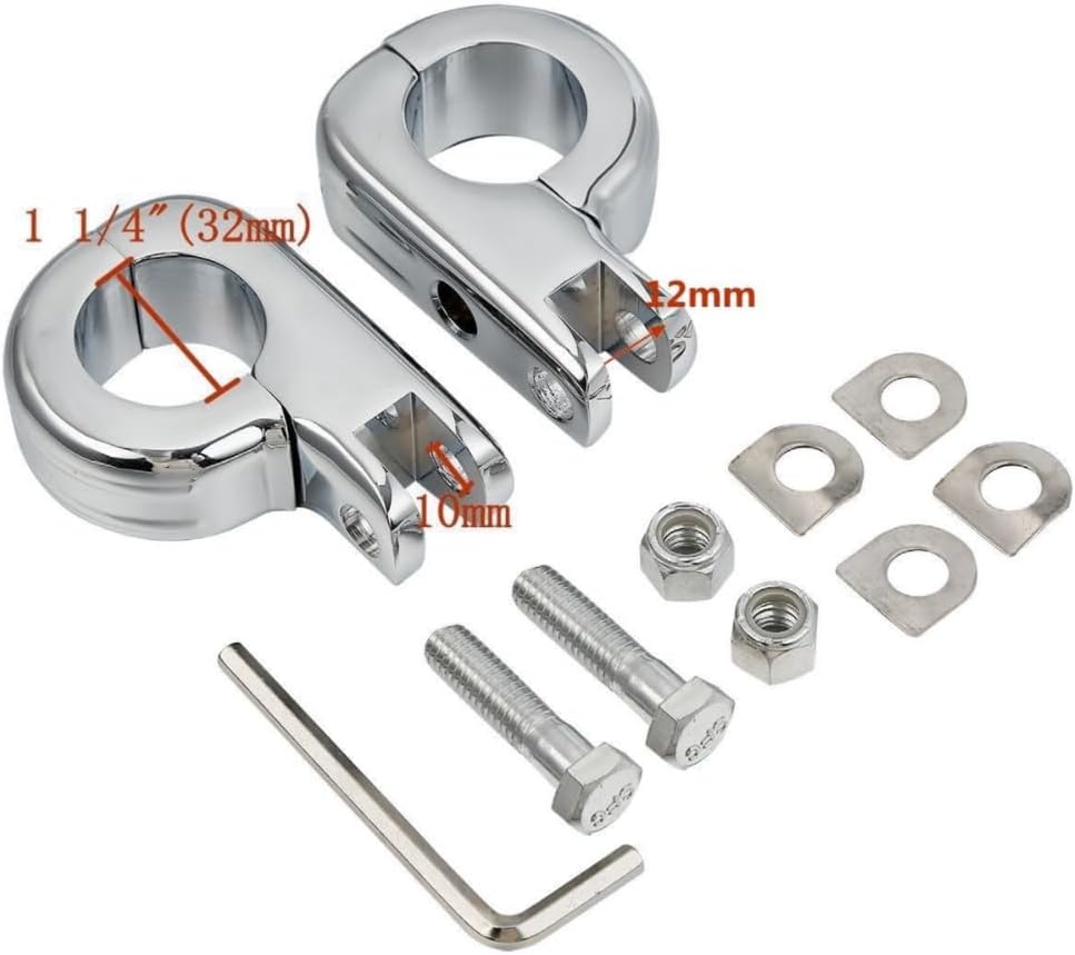 1-1/4" 32mm Chrome Aluminum Motorcycle Engine Guard Foot Pegs Mount D49283