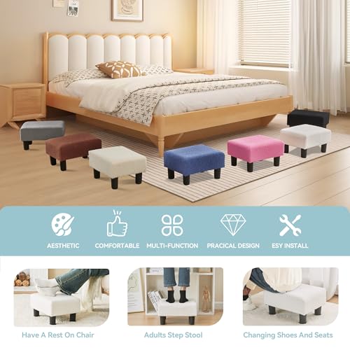 Beige Sherpa Small Rectangle Foot Stool with Legs H120161