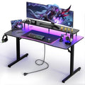 55 Inch Gaming Desk with LED Lights and Monitor Stand P9092