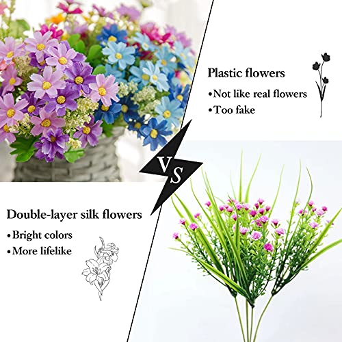 6 Bundles UV Resistant Purple Daisy Artificial Flowers T15925