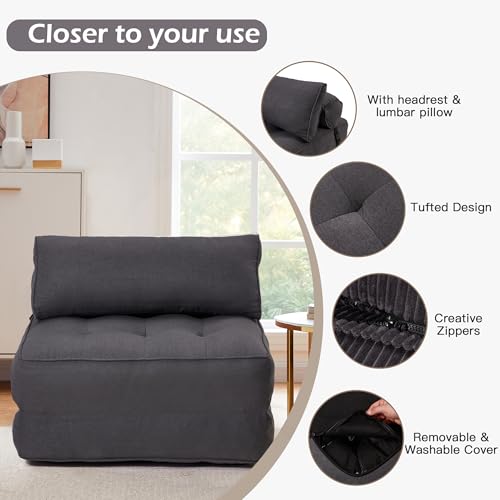 Grayish Blue Folding Sofa Bed with Corduroy Fabric Q995574