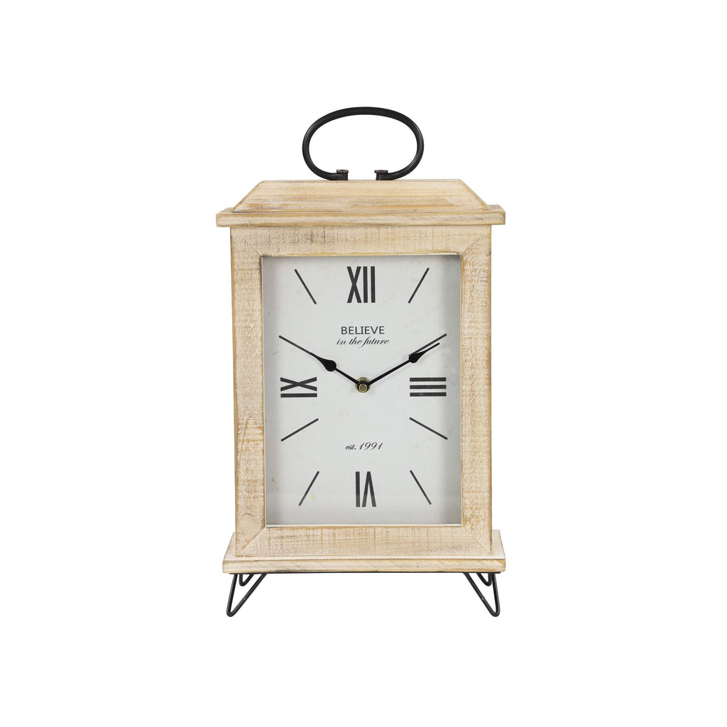 Rectangular Beige Wooden Table Clock O841