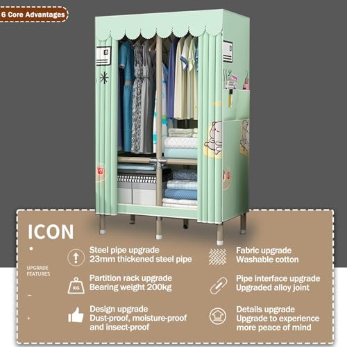 Canvas Wardrobe with Shelves and Hanging Rail I4121