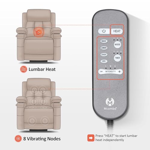 Large Dual Motor Power Lift Recliner Chair with Massage and Heat, Fabric (Grey, Large) Y6730
