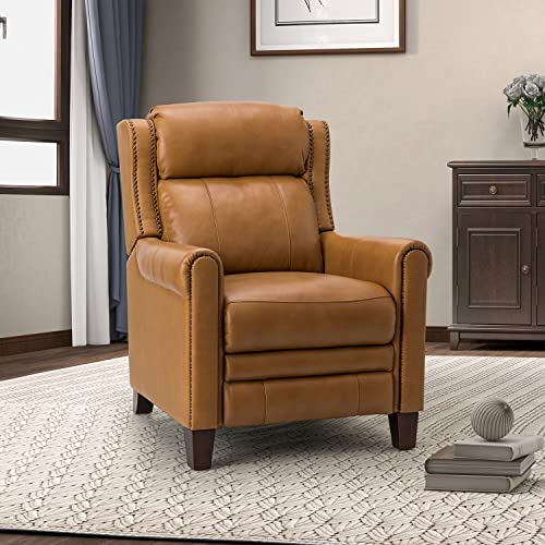 Black Genuine Leather Recliner with Nailhead Trim A787938