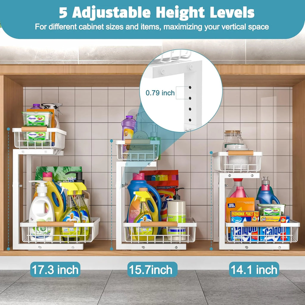 White 2 Pack 2 Tier Slide Out Under Sink Organizer X188532