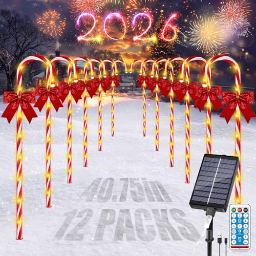 24PCS 240LED Solar Candy Cane Pathway Lights O28090