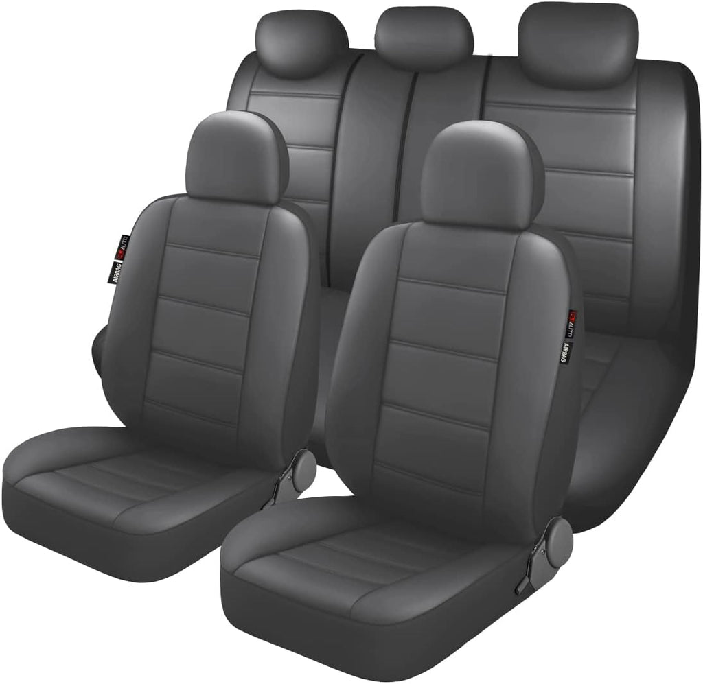 11pcs PU Leather Car Seat Cover Set Black I54334
