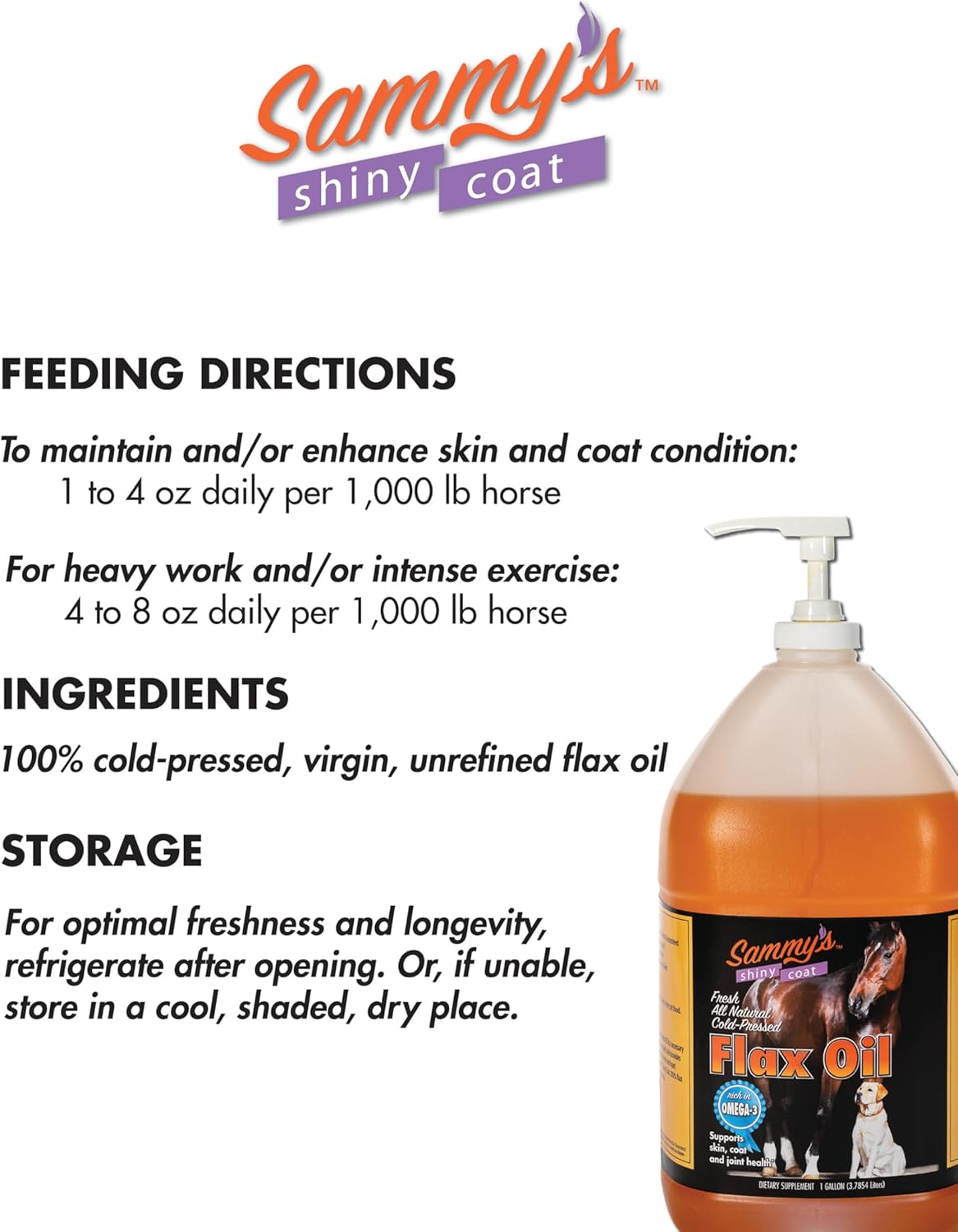 Pure Flaxseed Oil for Horses, 1 Gallon V508841