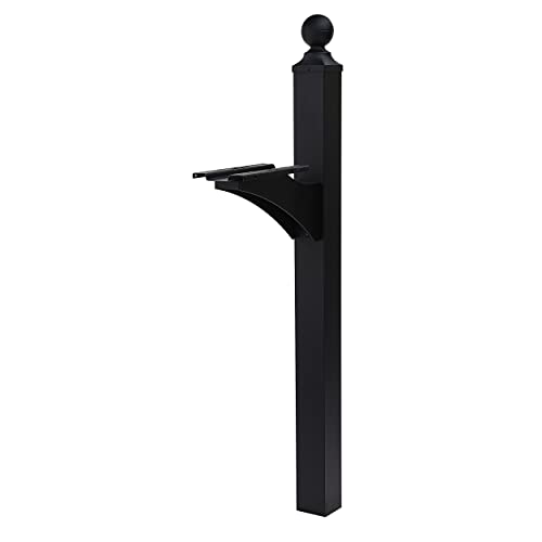 Black Aluminum Mailbox Post and Galvanized Steel Post-Mount Mailbox C3551