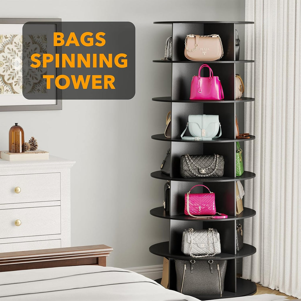 7 Tier Black Rotating Shoe Rack H68196
