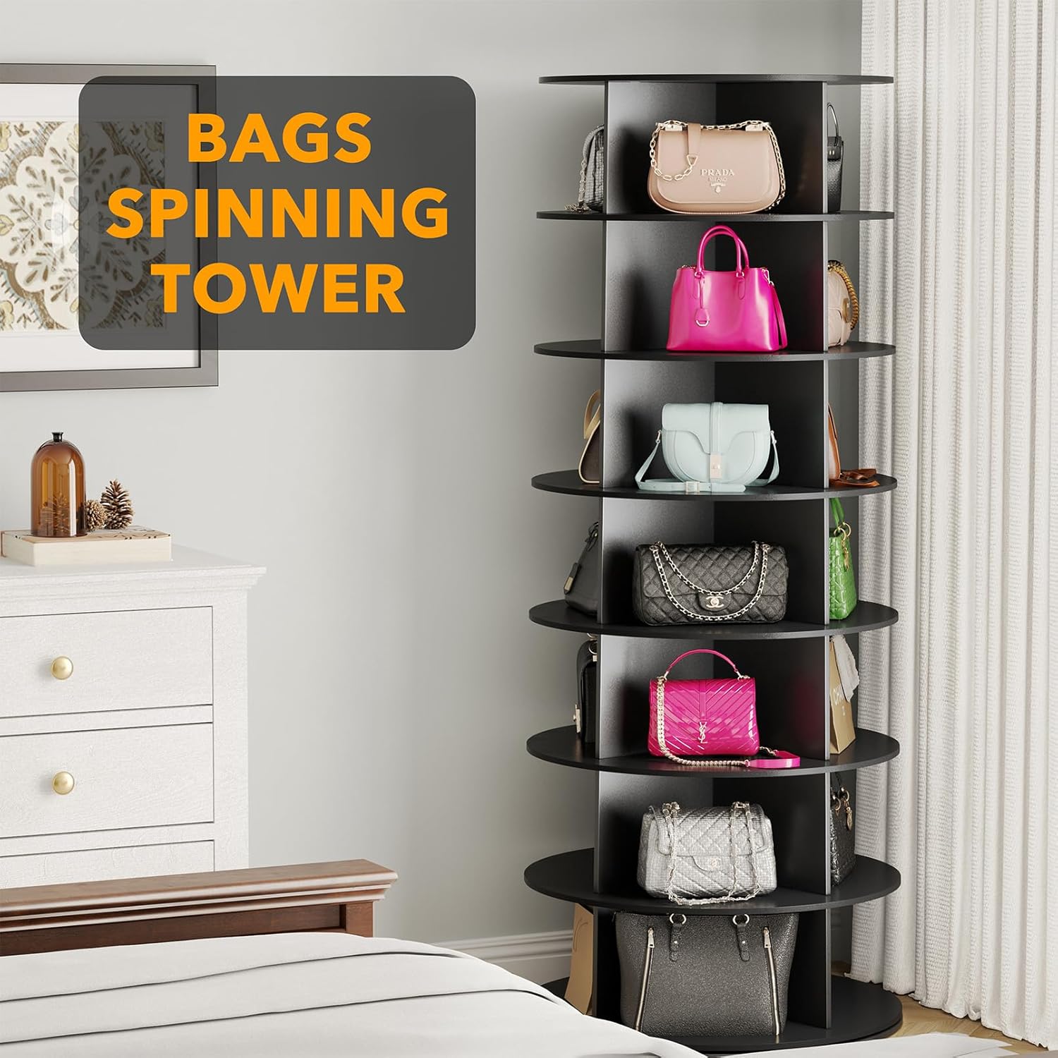 7 Tier Black Rotating Shoe Rack H68196