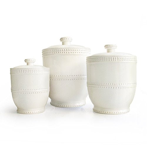3-Piece Ceramic Canister Set White I943779