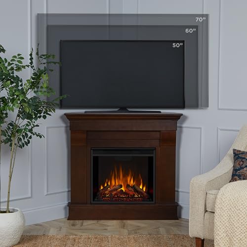 White Corner Electric Fireplace with Mantel Y393