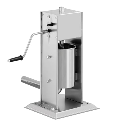 7L/14LB Stainless Steel Manual Sausage Stuffer with 5 Stuffing Tubes D22313