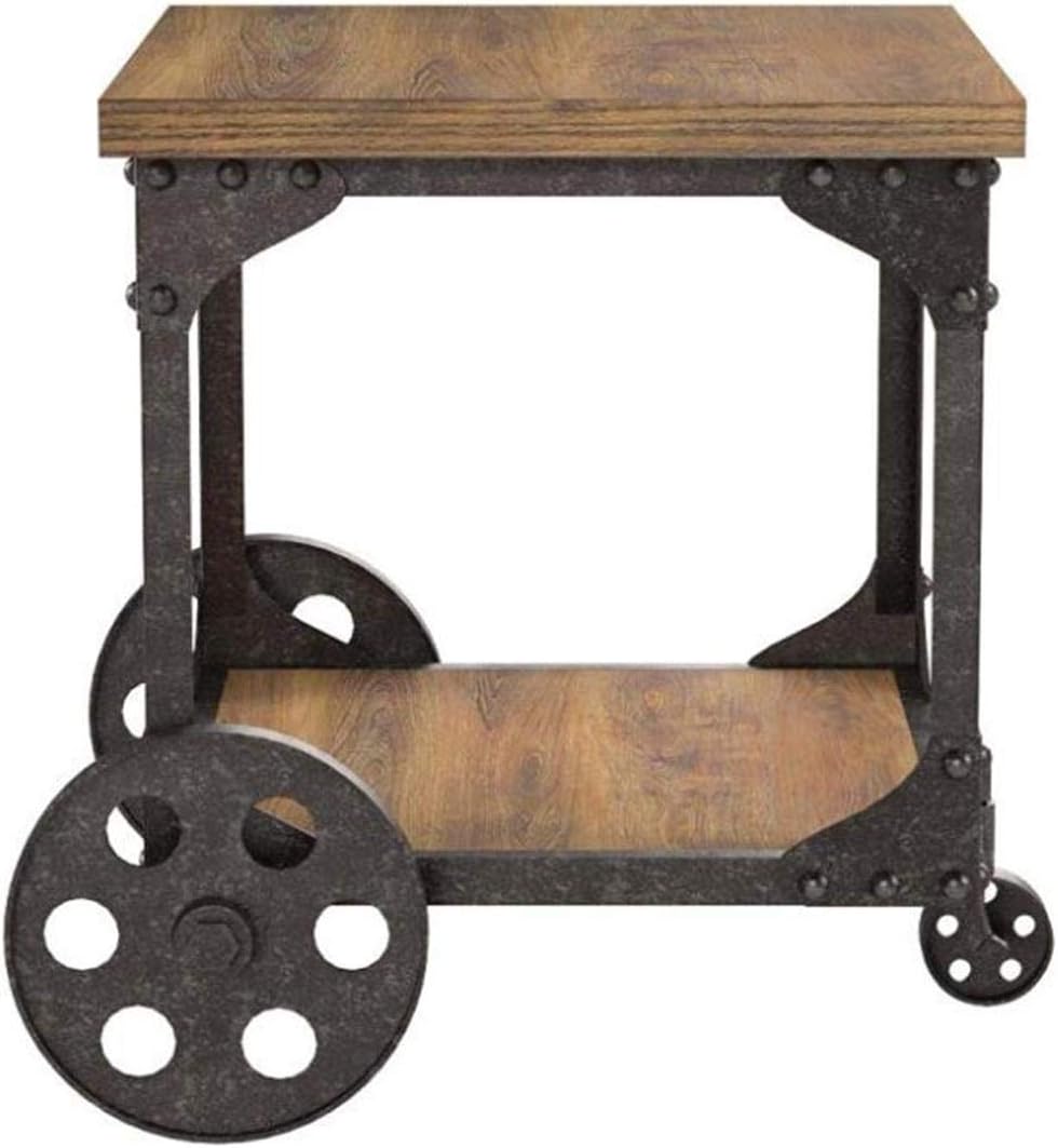 Rustic Brown End Table with Casters G655070
