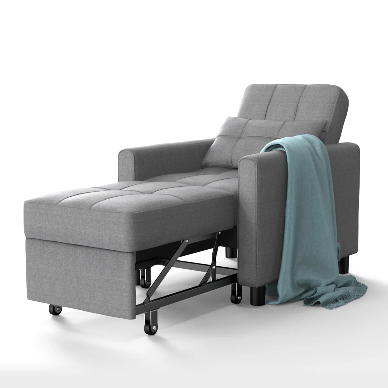 Grey Convertible Chair Single Bed R858