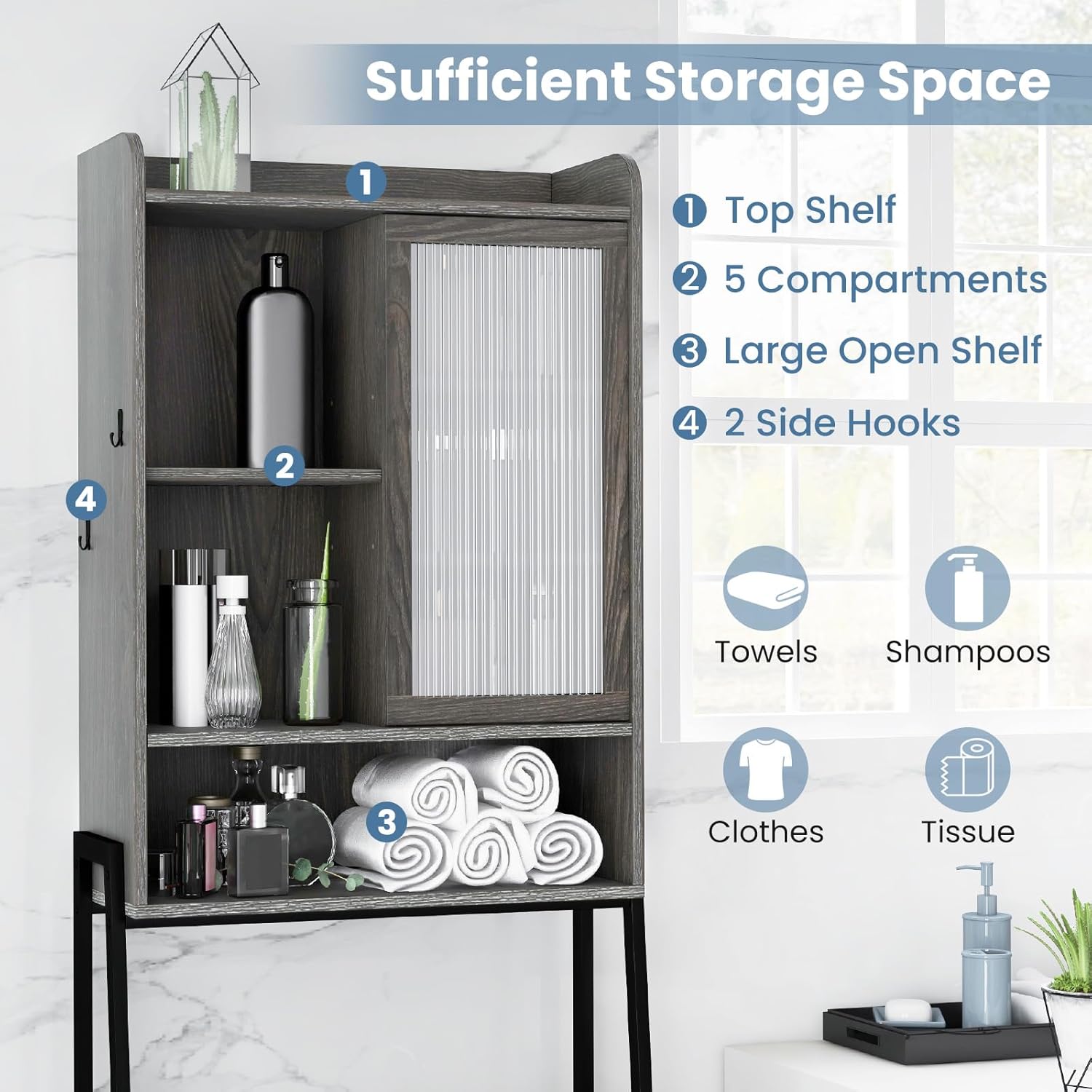 Over The Toilet Storage Cabinet with Sliding Door N991807
