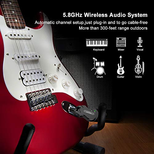 Black 5.8 Wireless Guitar Transmitter Receiver 4 Channels H80463