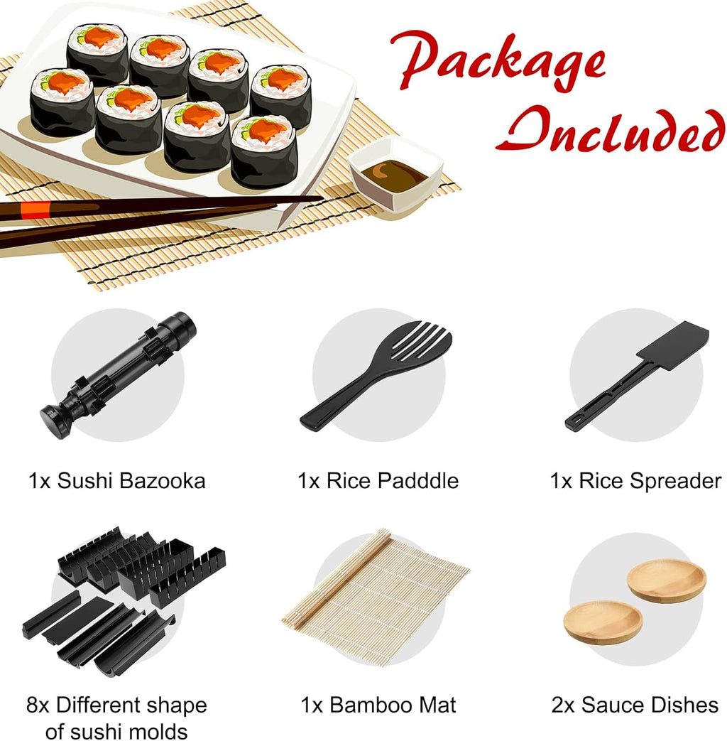 Sushi Making Kit with Bamboo Mats and Sushi Rice Roll Mold Shapes L59620