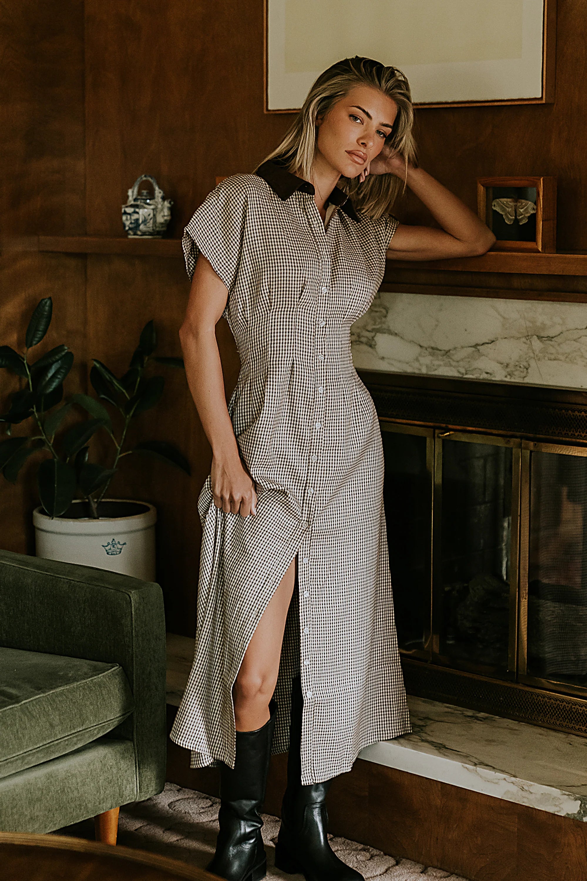 Houndstooth Maxi Dress R56735