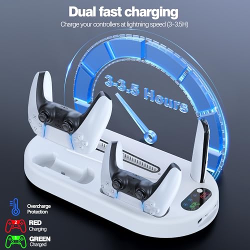 PS5 Slim Stand with Cooling Fan and Charging Station White Q5703