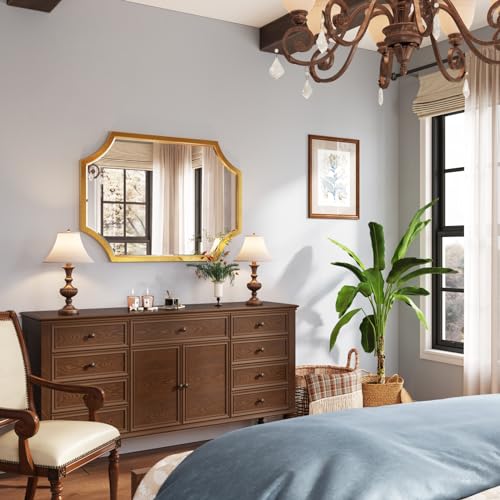 Large Gold Scalloped Framed Bathroom Mirror O973951
