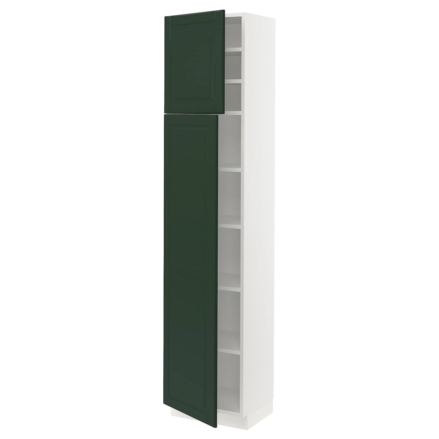 White Bodbyn Dark Green High Cabinet with shelves 2 Doors K1001