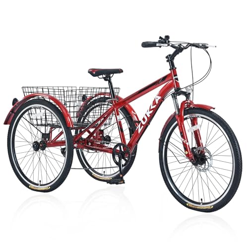 26-Inch 7-Speed 3 Wheel Adult Tricycle with Basket C659