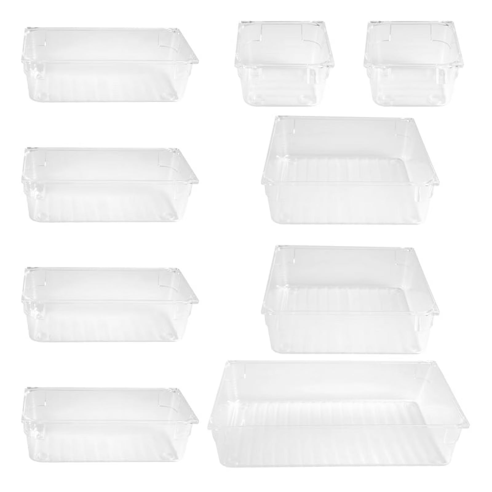9 Pcs Clear Drawer Organizer Trays Assorted 4-Size Drawer Dividers K20834