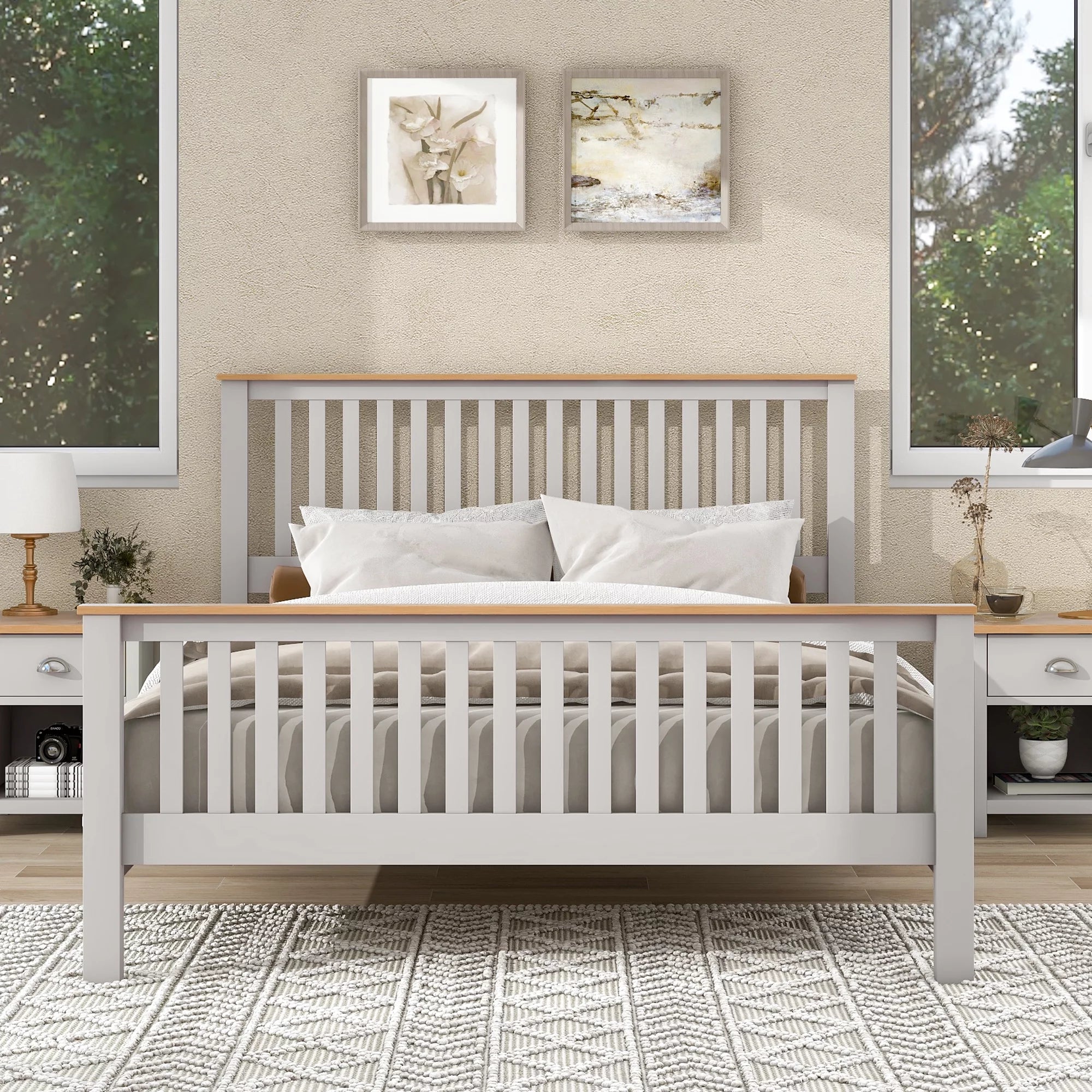 Gray Queen Bed Frame with Headboard Z337728