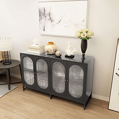 Natural Accent Storage Cabinet with Glass Doors and Adjustable Shelves U63148