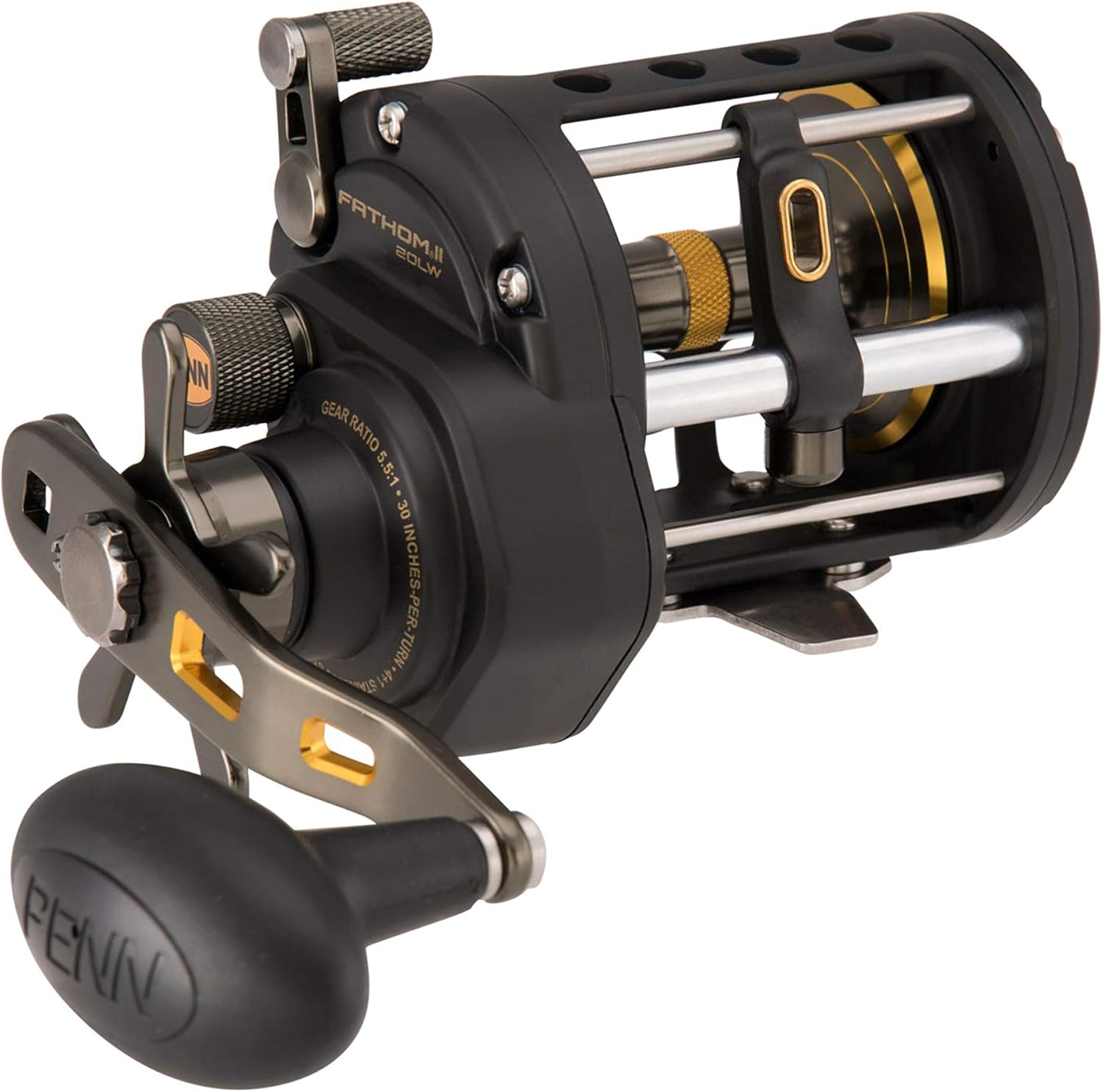 Black Gold Saltwater Casting Reel, 5.1 Gear Ratio, 30 lb Max Drag Q874475