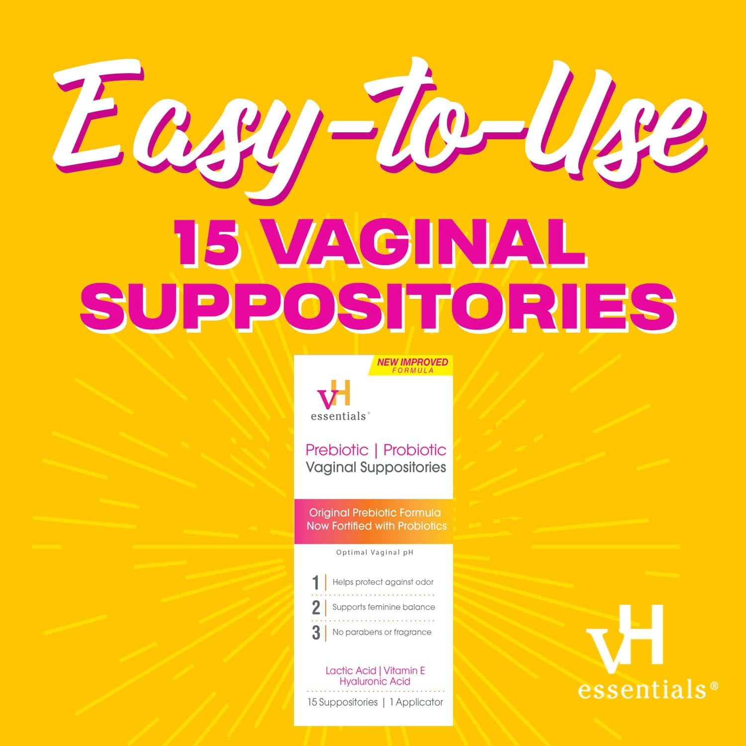 15 Count Prebiotic PH Balanced Vaginal Suppositories Q556
