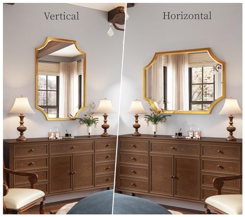 Large Gold Scalloped Framed Bathroom Mirror O973951