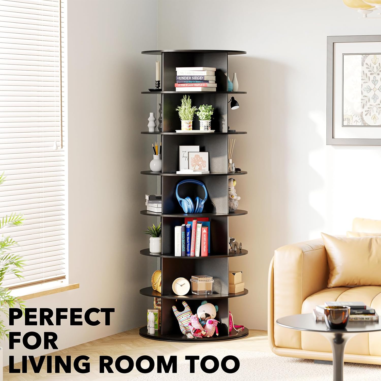 7 Tier Black Rotating Shoe Rack H68196