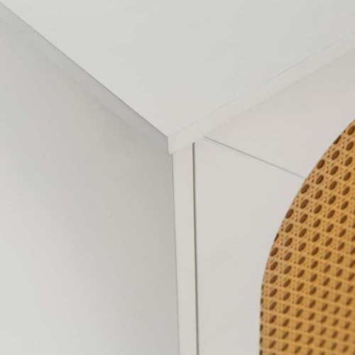 White Rattan Storage Cabinet with Adjustable Shelves R860