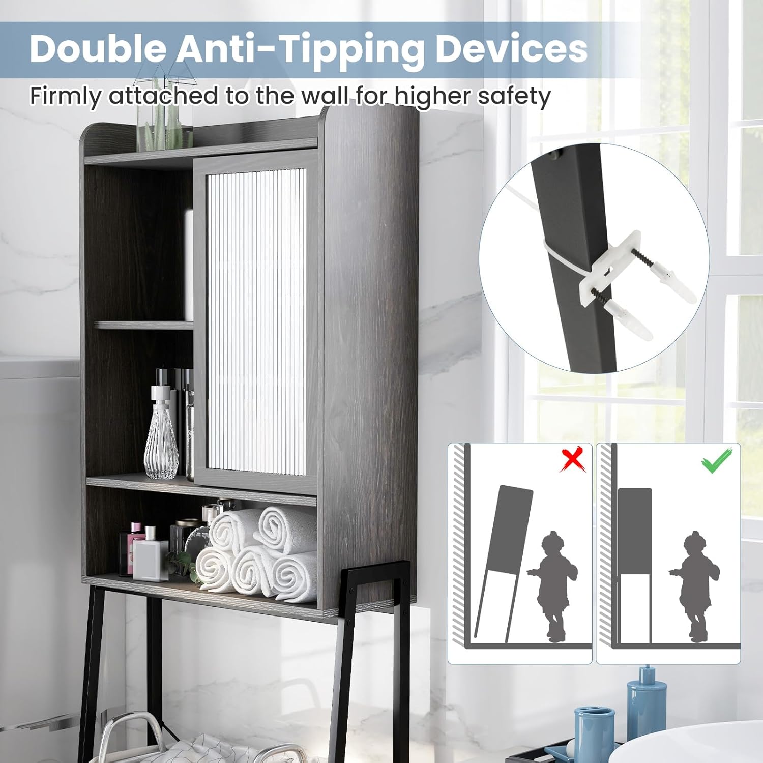 Over The Toilet Storage Cabinet with Sliding Door N991807