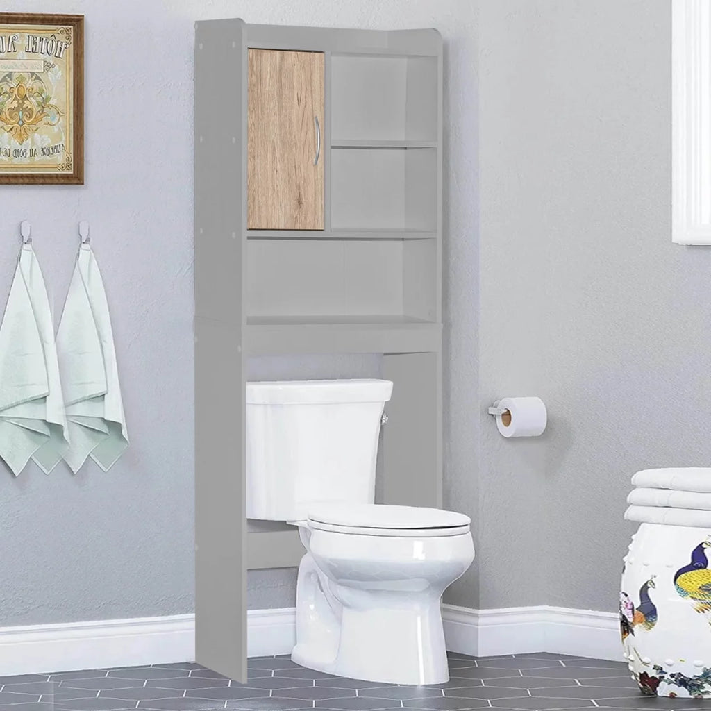 Over-the-Toilet Storage Cabinet in Light Gray & Natural Oak H765