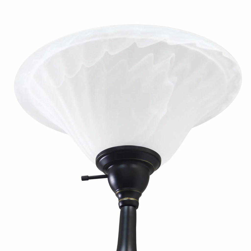 2 Light Floor Lamp with White Marble Glass, Restoration Bronze J892077