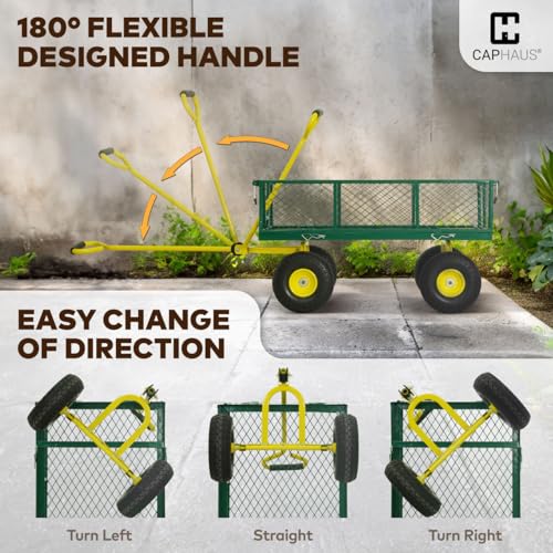 Metal Black Garden Cart with 10" Flat-Free Tires E682