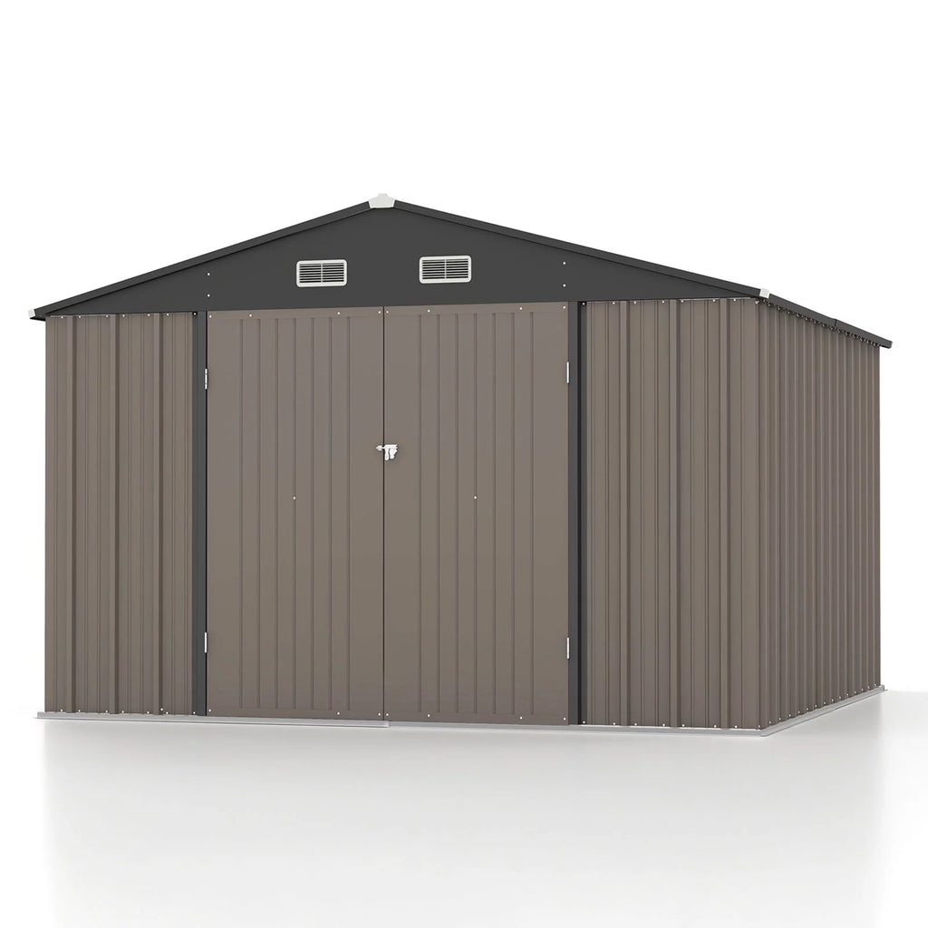 10 x 10 ft Outdoor Storage Metal Shed, Brown G85295