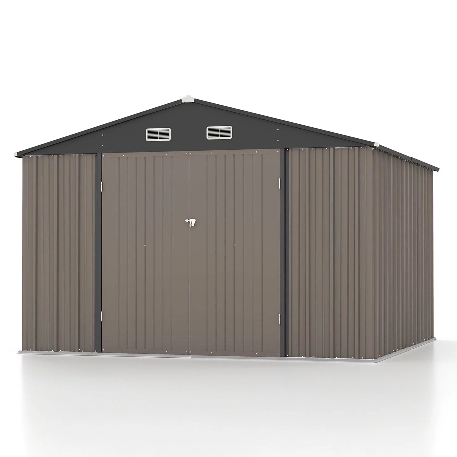 10 x 10 ft Outdoor Storage Metal Shed, Brown G85295