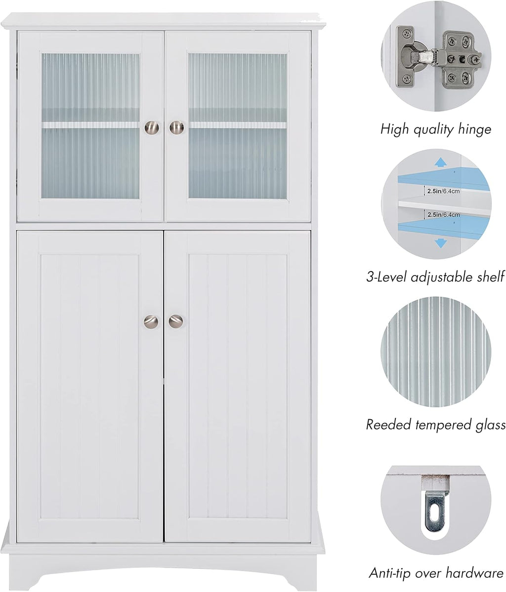White Wood Bathroom Storage Cabinet F4517