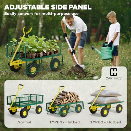 Metal Black Garden Cart with 10" Flat-Free Tires E682